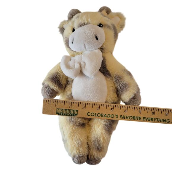 Giraffe Plush Yellow White Stuffed Animal Soft Toy 13 Inch Bow Safari Baby Gift - Picture 4 of 7